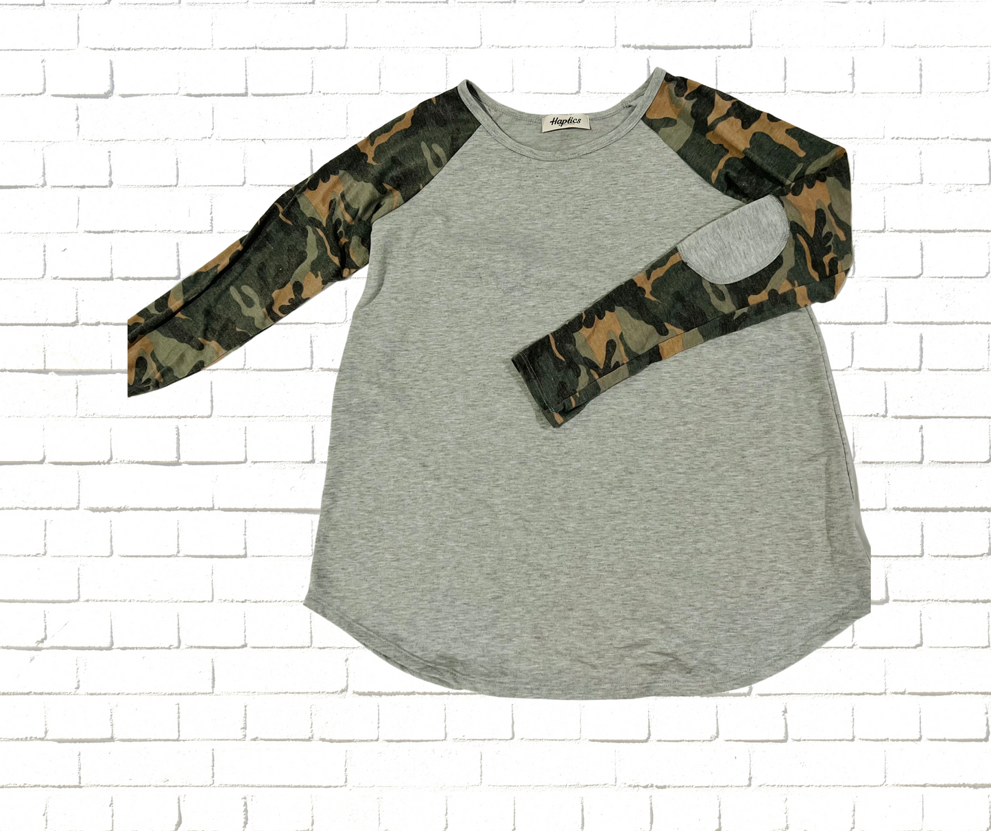 Gray & Camouflage Elbow Raglan