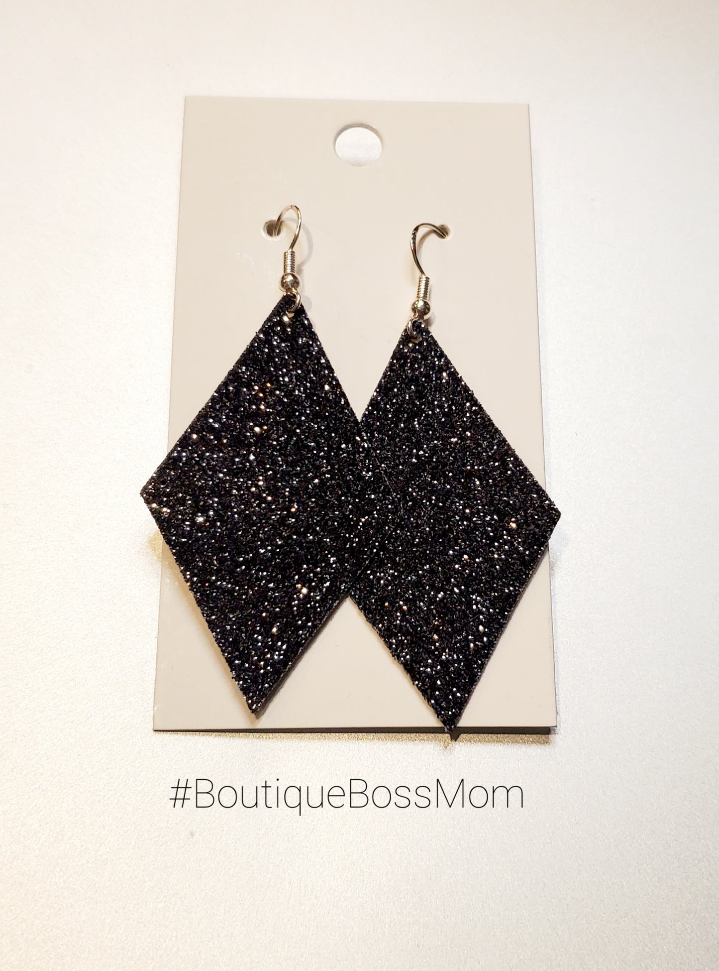 Black Geometric Glitter Earrings