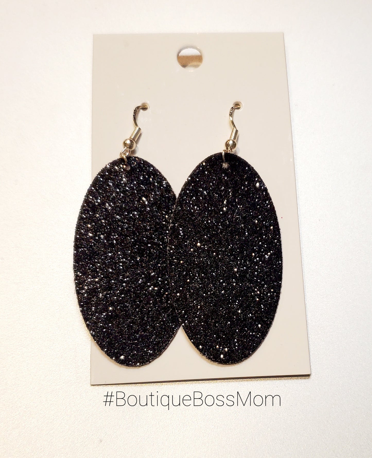 Black Geometric Glitter Earrings