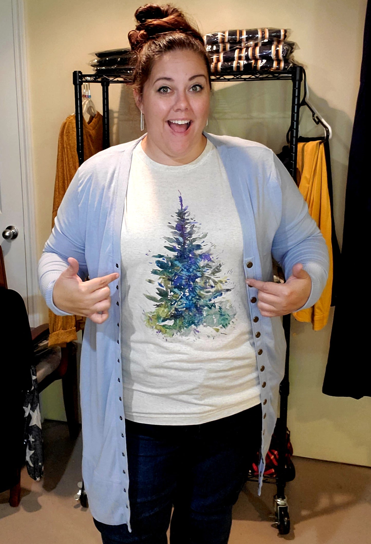 Blue Pine Christmas Tree Crew Tee