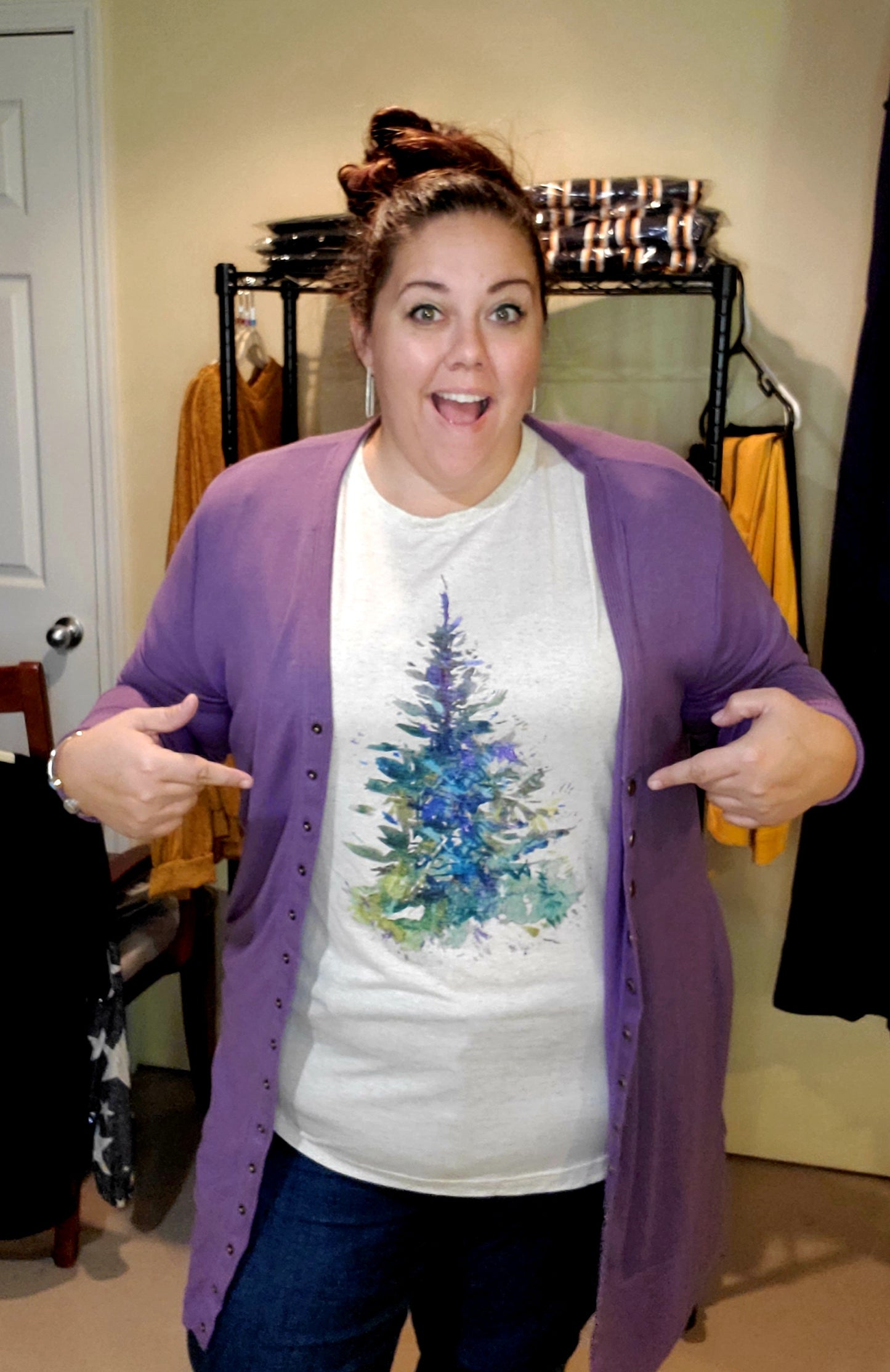 Blue Pine Christmas Tree Crew Tee