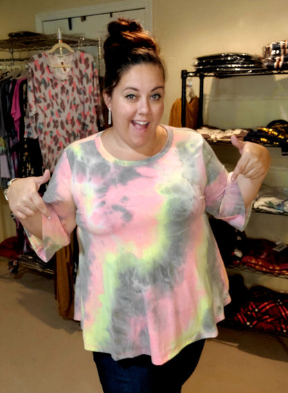 Spring Tie Dye Bell Sleeve