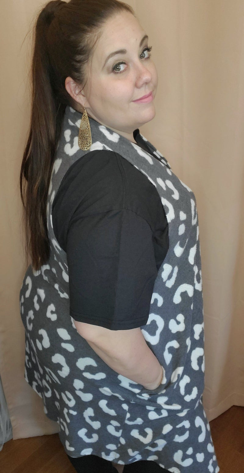 Charcoal Animal Sleeveless Cardigan