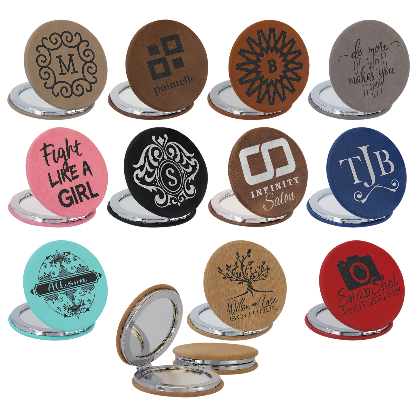 Personalized Leatherette Compact Mirrors