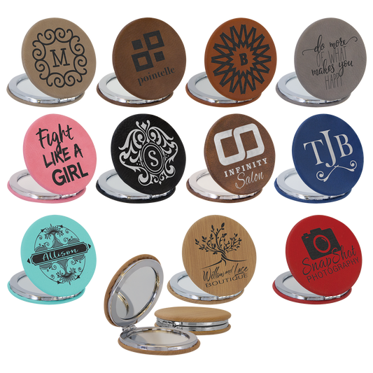 Personalized Leatherette Compact Mirrors