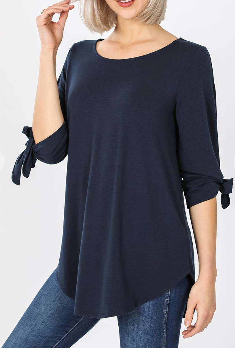 Tie 3/4 Sleeve Blouse