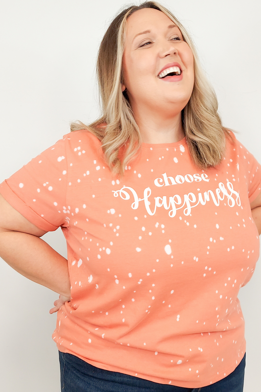 Brianna Choose Happiness Bleached Knot Tee