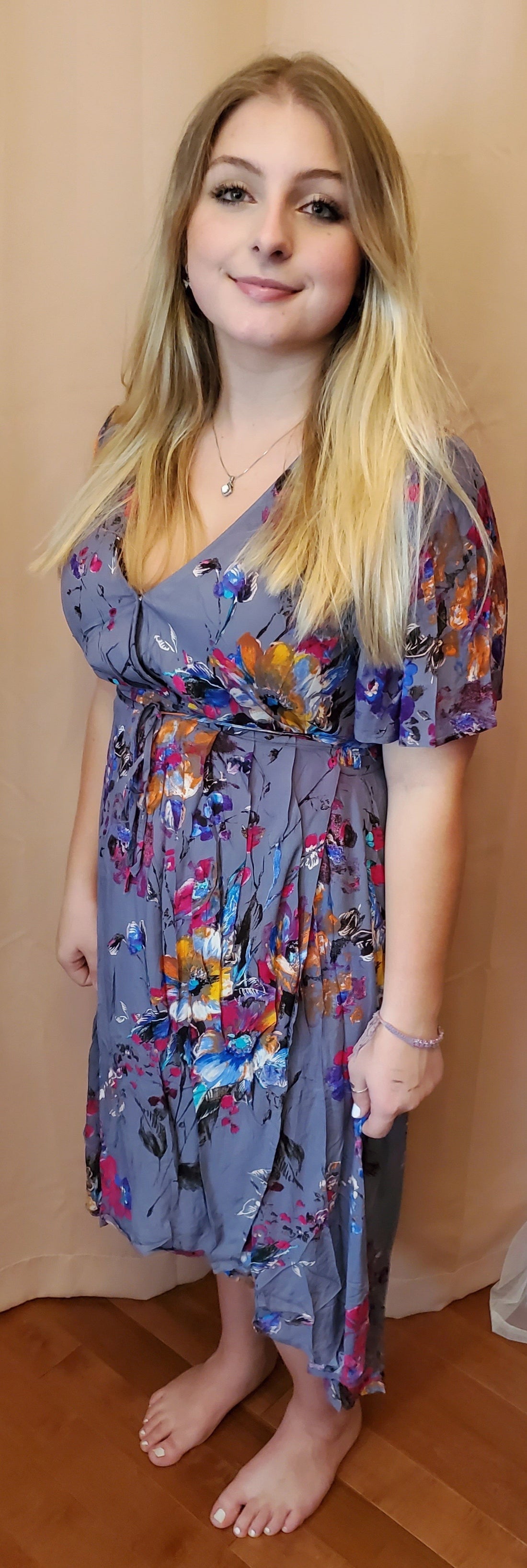 Bright Floral Wrap Dress