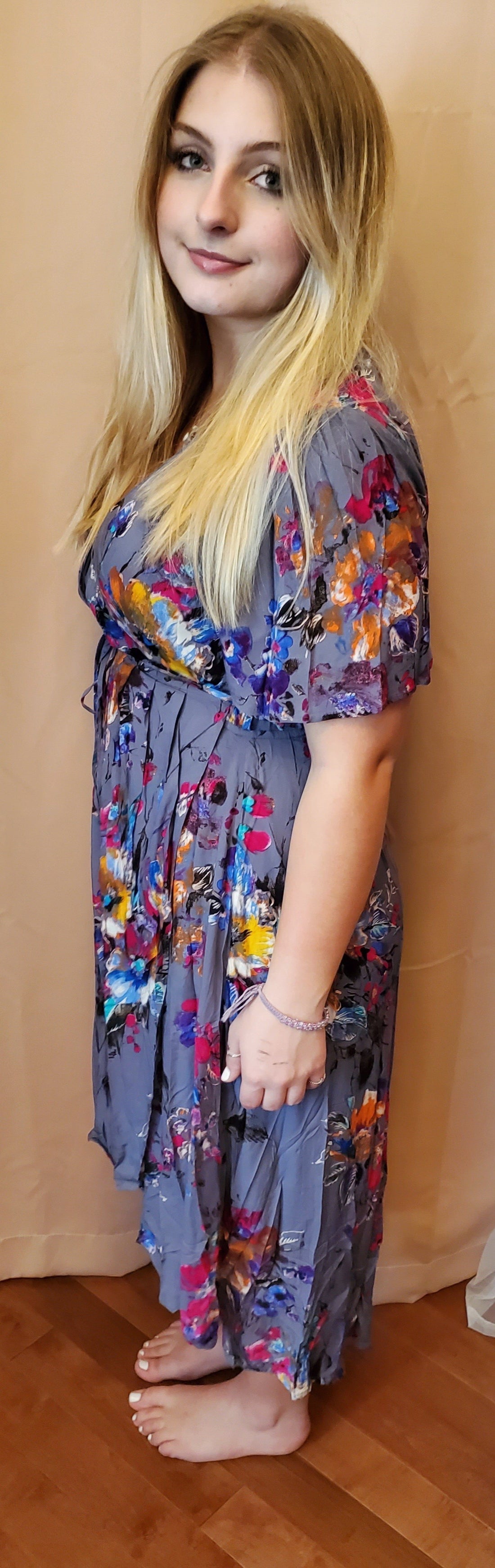 Bright Floral Wrap Dress